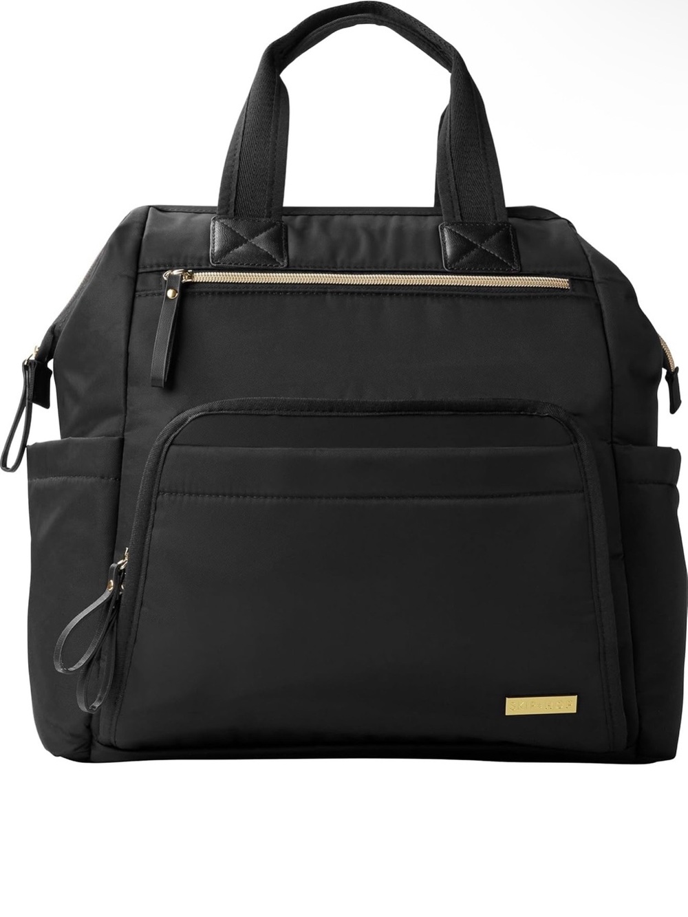 Skip Hop Black Baby Bag Tote with Gold Hardware